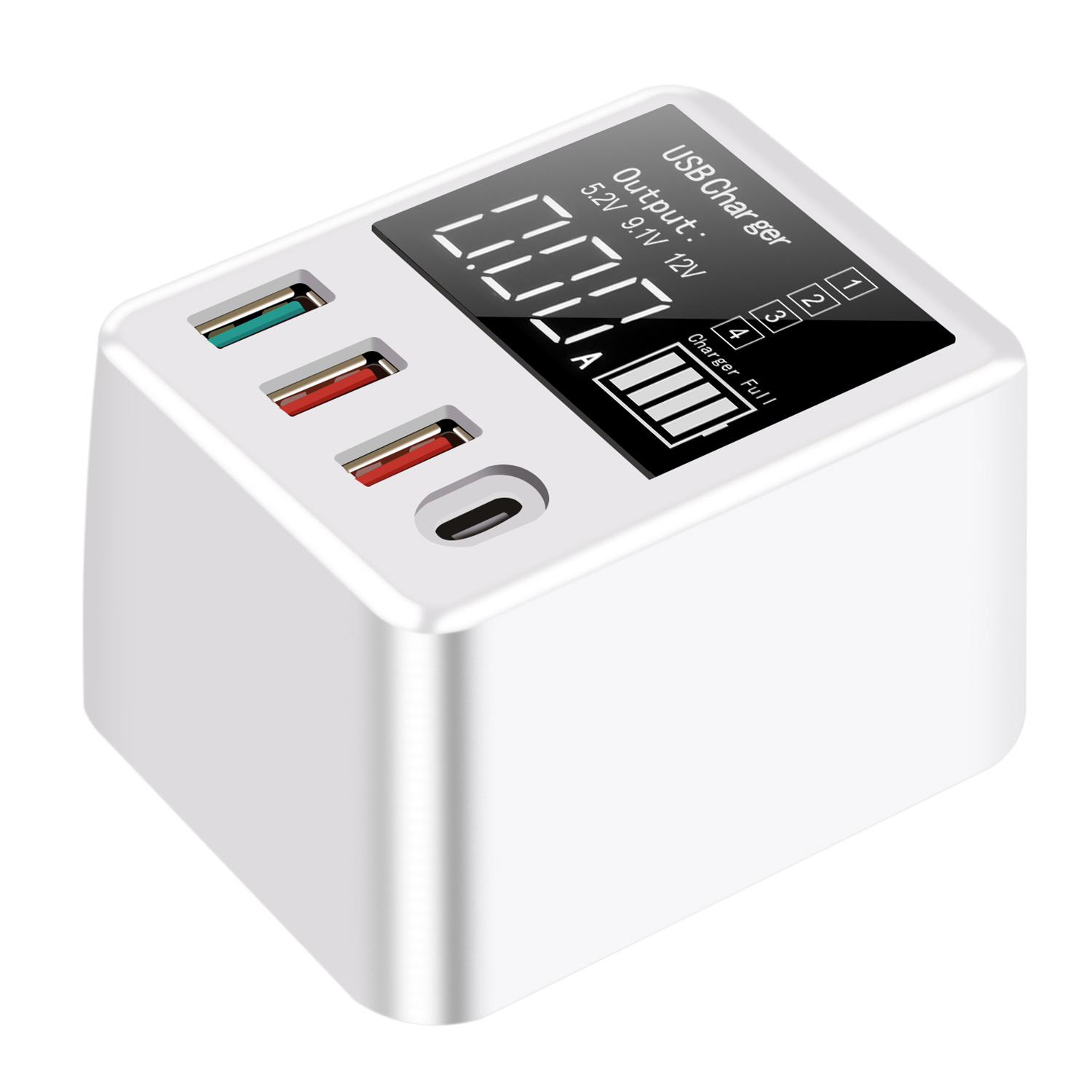 weiß device, Display Ladegerät Vielseitiges All USB Smart Schnellladegerät BRIGHTAKE mit Recognition 4-Port