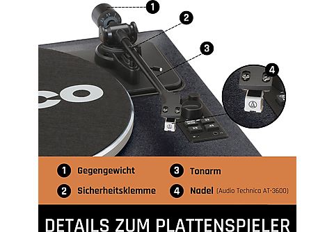 LENCO LS-430BK - 4 eingebaute Lautsprechern - Bluetooth Plattenspieler  Schwarz | MediaMarkt