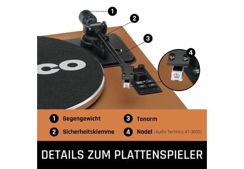 Lautsprechern MediaMarkt Plattenspieler Braun - LENCO | LS-430BN eingebaute 4 Bluetooth -