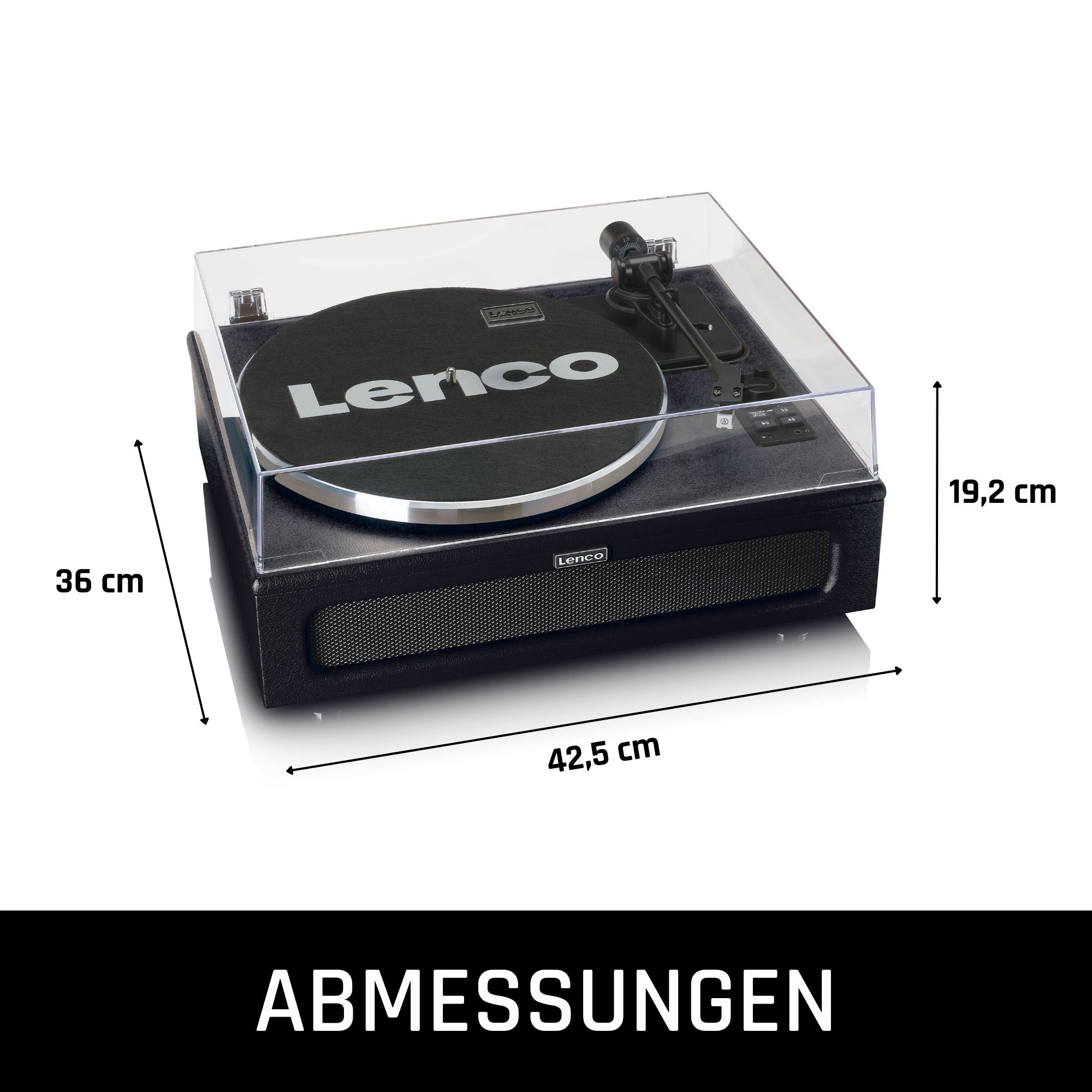 LENCO LS-430BK - 4 eingebaute Lautsprechern Schwarz Bluetooth Plattenspieler 