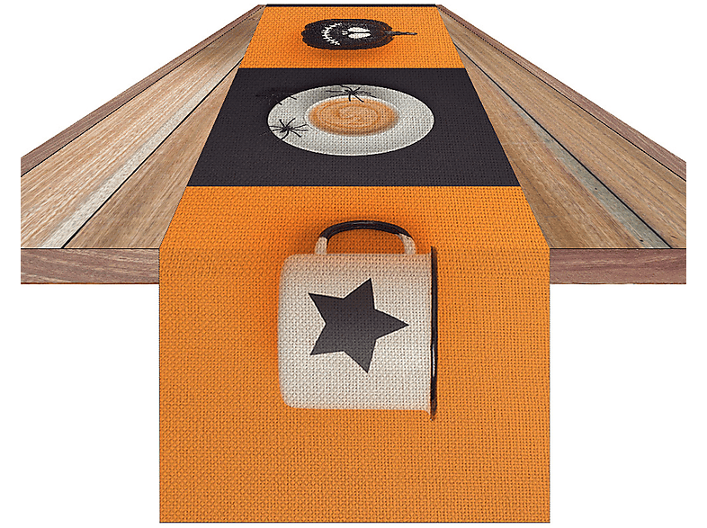 Chemin De Table Halloween Fantômes Et Citrouilles - Lavable 183x33 Cm, Décoration Table Dîner, Fête