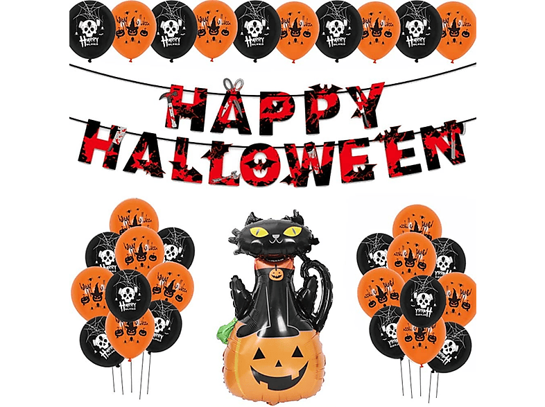 COZEVDNT Halloween Party DekoSet mit Ballons und Banner HalloweenDeko