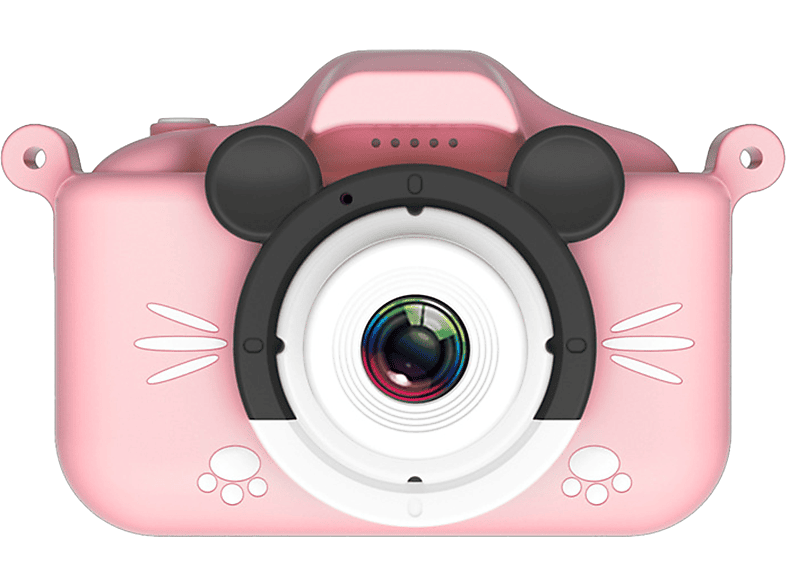 KINSI HD-Kamera, Cartoon, Kinderkamera rosa- Doppelkamera Spielzeug,