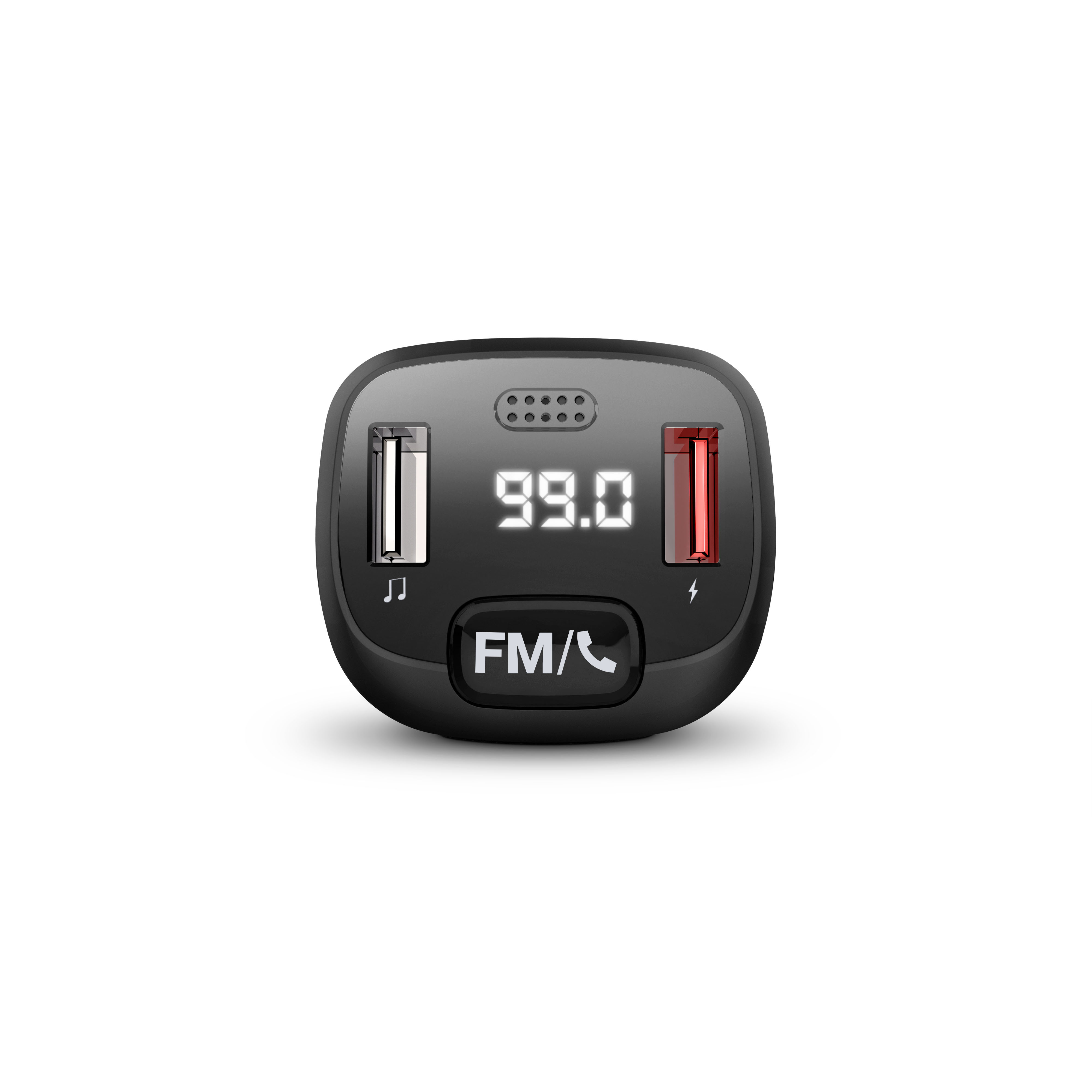 Adaptador de coche negro con puertos USB y pantalla digital 99.0.