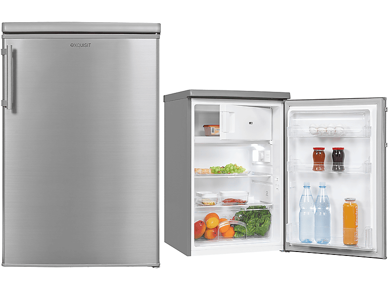 EXQUISIT 109L EEKD mit Gefrierfach Kühlschrank (D, 85,5 cm hoch, Inoxlook) MediaMarkt