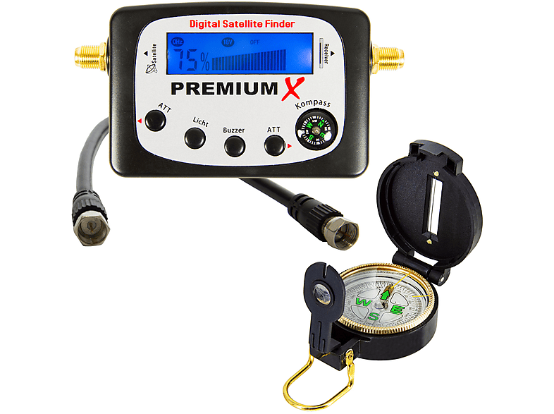 Satellitenfinder Satfinder Anlage Messgerät für Satellitenfinder Sat-TV-Signalfinder PREMIUMX Kompass Sat