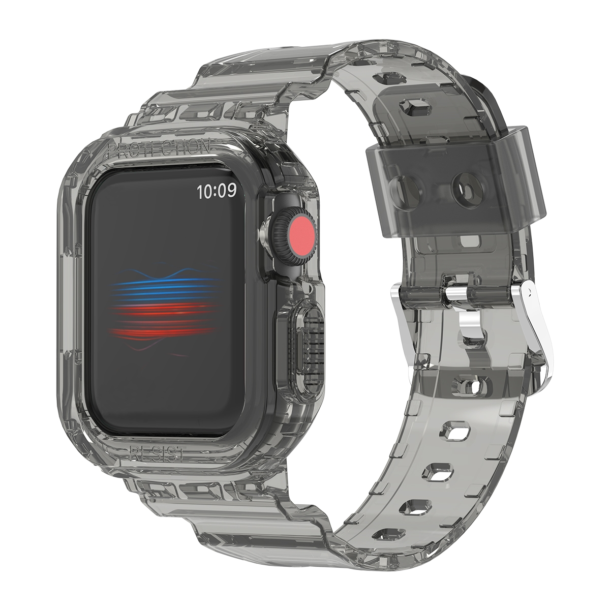 WIGENTO Silikon Kunststoff 49mm, Apple, Ultra Transparent Band, + Ersatzarmband, / Schwarz Watch 2 Design 1