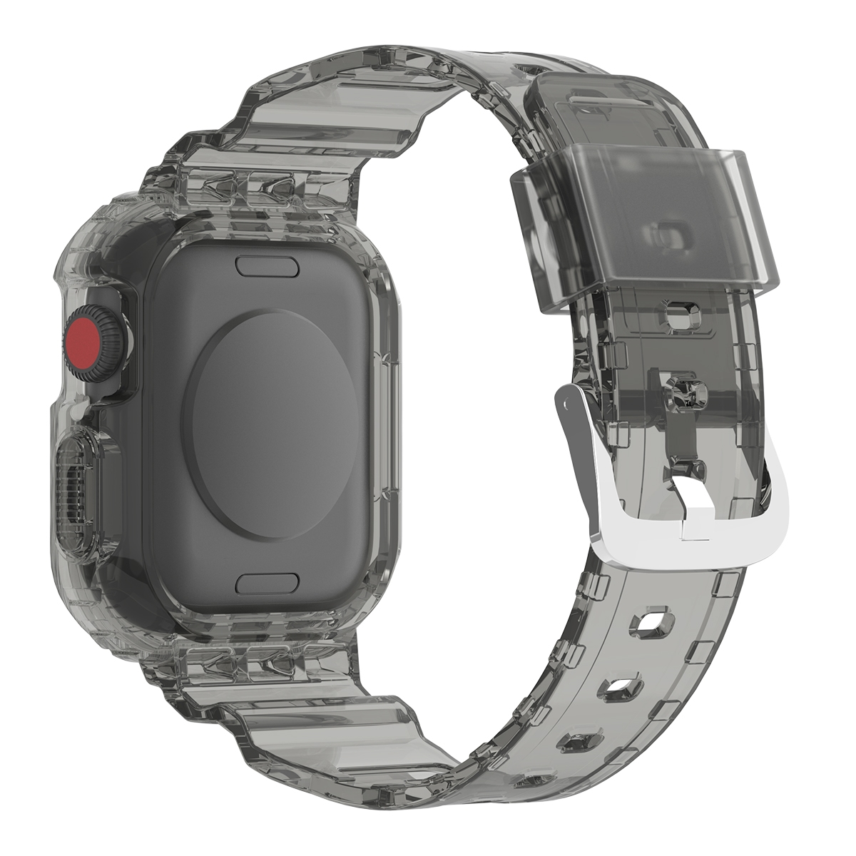 WIGENTO Silikon Kunststoff / Band, 2 1 + Design Transparent Apple, Schwarz Watch Ultra Ersatzarmband, 49mm
