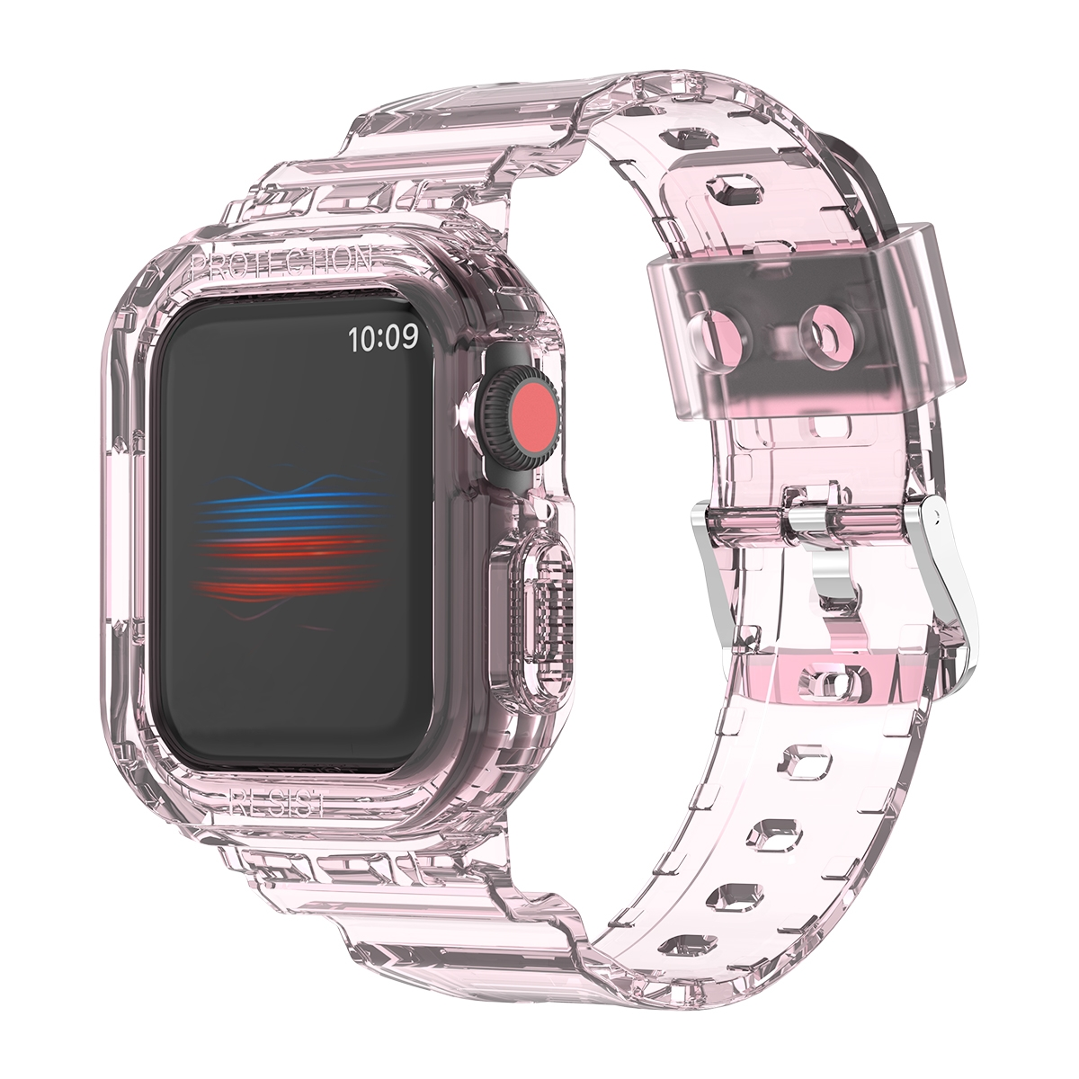 Apple, Design 1 WIGENTO Pink Transparent + Watch Kunststoff Ultra Ersatzarmband, / 49mm, Silikon Band, 2