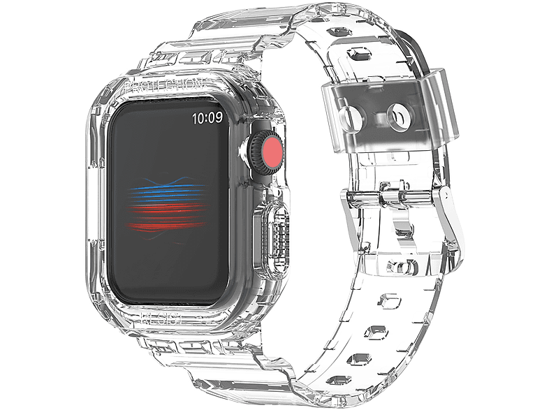 WIGENTO Silikon Kunststoff Design Band, Ersatzarmband, Apple, Watch Ultra 1 + 2 49mm, Transparent