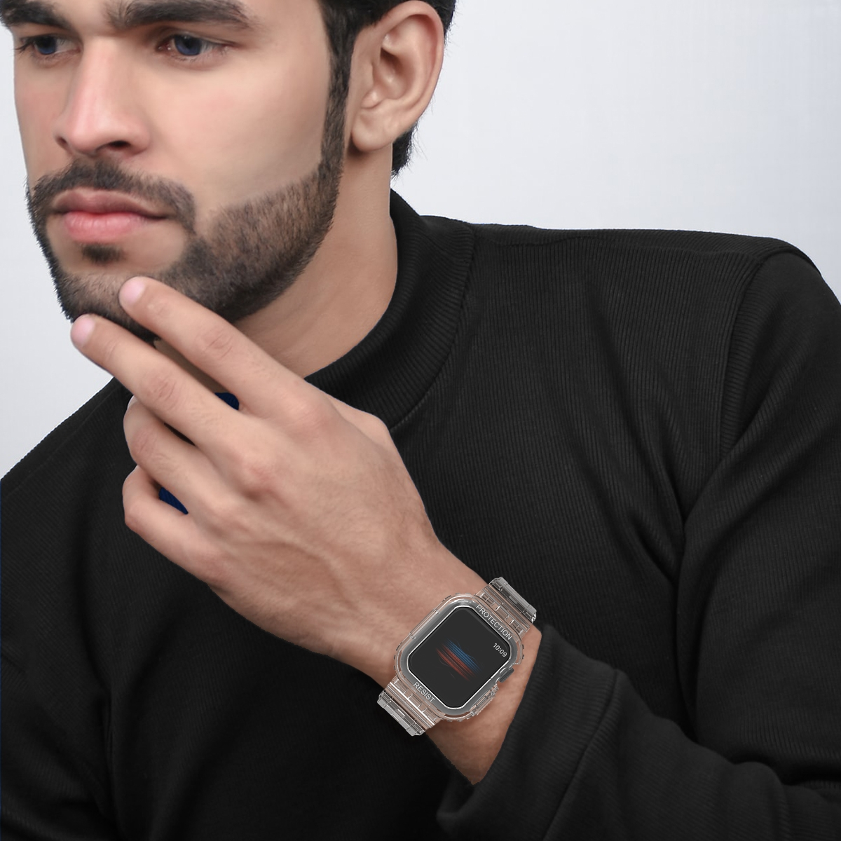Design Ultra Silikon 1 Band, Apple, Ersatzarmband, Transparent + WIGENTO Watch 2 49mm, Kunststoff