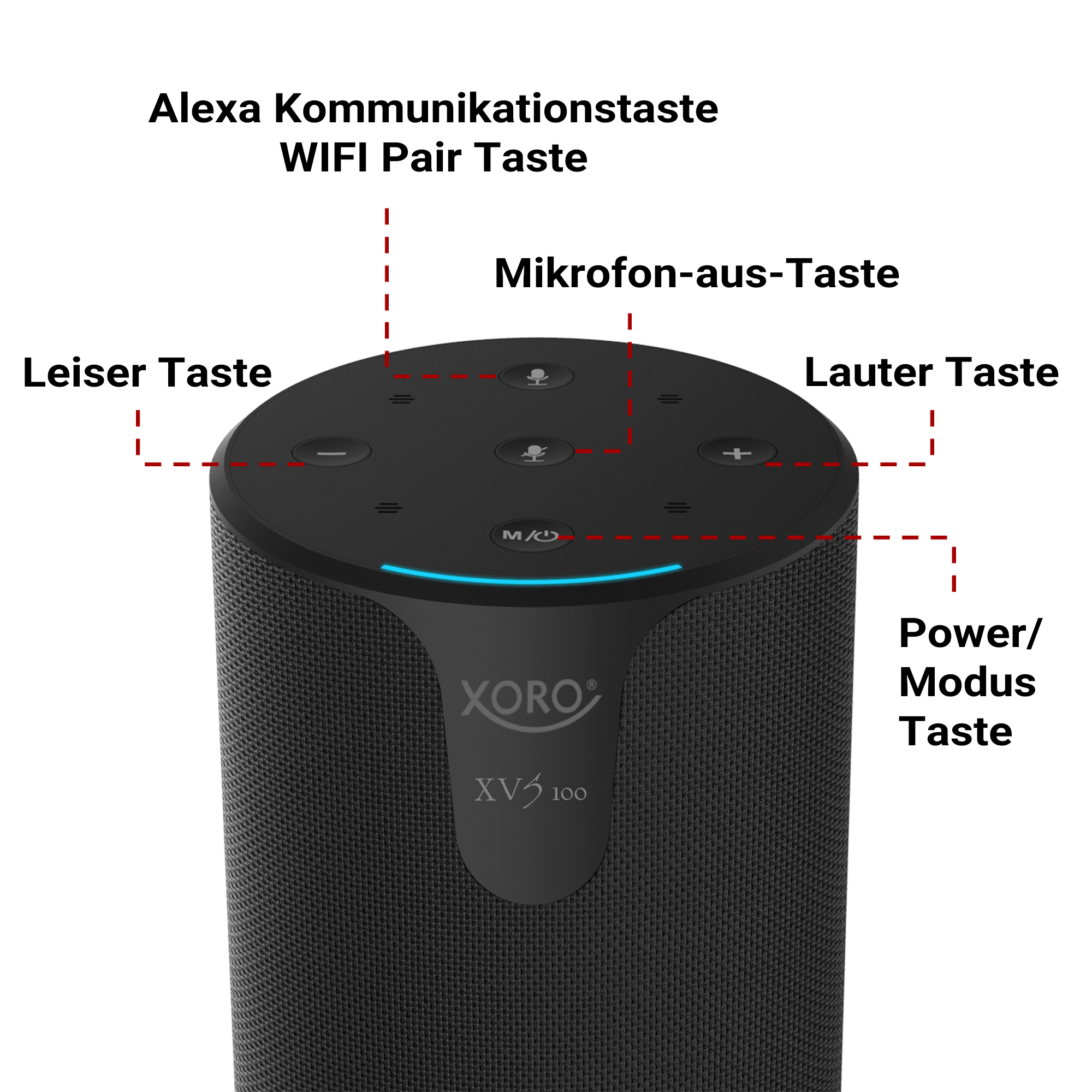 XORO XORO XVS Sprachsteuerung Lautsprecher, Multiroom Alexa integrierter Lautsprecher WiFi Bluetooth Akku 2x10W 2200mAh 100 Schwarz 4.0 