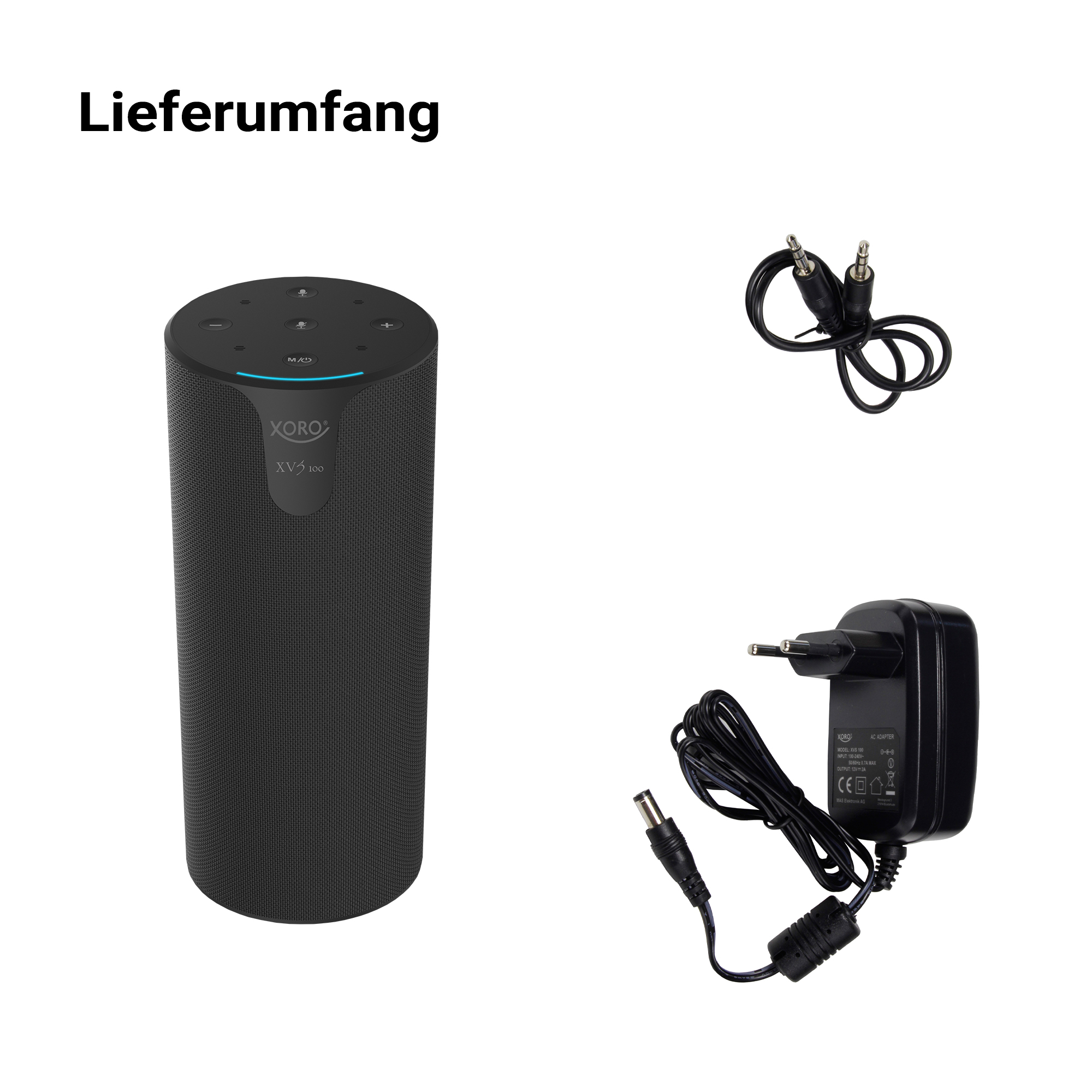Multiroom Lautsprecher XORO Alexa 100 Sprachsteuerung XORO Schwarz + 2x10W 2200mAh Akku integrierter Lautsprecher, XVS Bluetooth 4.0 WiFi