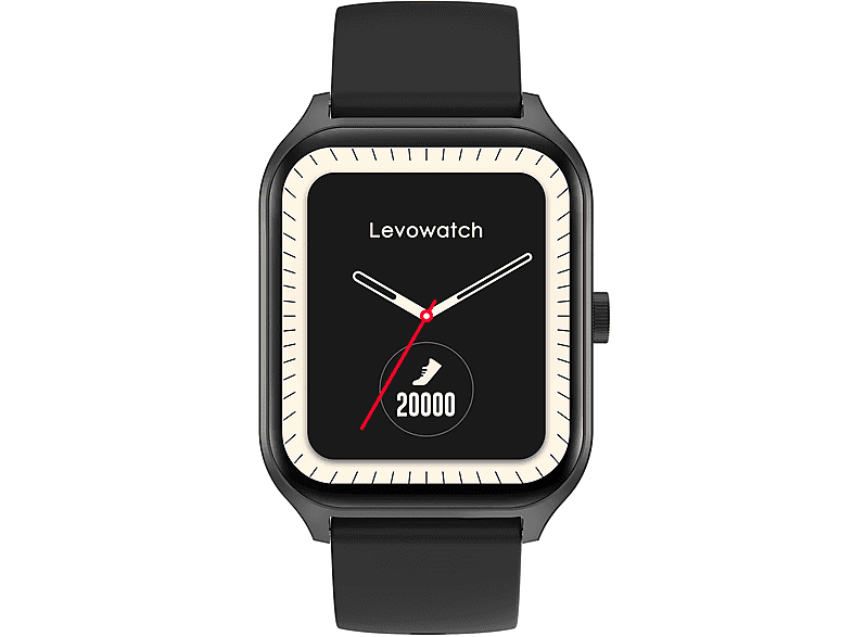 LEVOWATCH LPro - Tel KI / Aluminium Sportmodi / Smartwatch Schwarz 100 Silikon