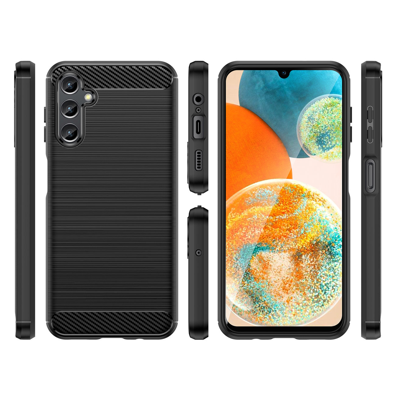 flexible Galaxy Schwarz Galaxy Silikon A14 5G, schwarz, 5G Hülle Backcover, mit Samsung A14 kompatibel Hülle Samsung, COFI Case Carbon Carbon