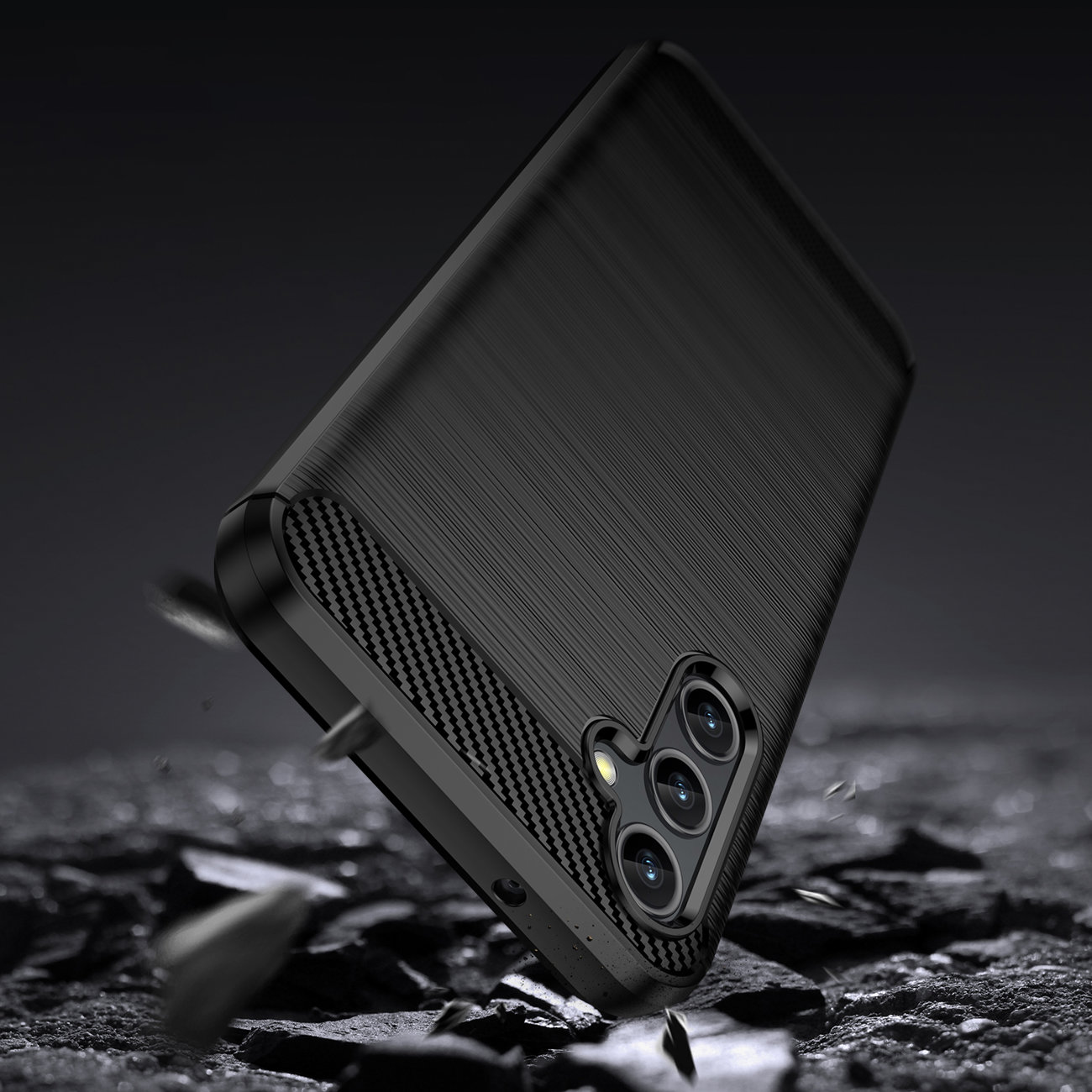COFI Carbon Case Hülle Schwarz Hülle flexible A14 5G Carbon schwarz, A14 Backcover, Samsung Galaxy mit Samsung, Silikon 5G, kompatibel Galaxy