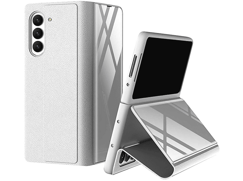 mit Z Galaxy Backcover, Samsung, Hülle Weiß Kreditkartenfach, Kunstleder Fold5 Design 5G, WIGENTO