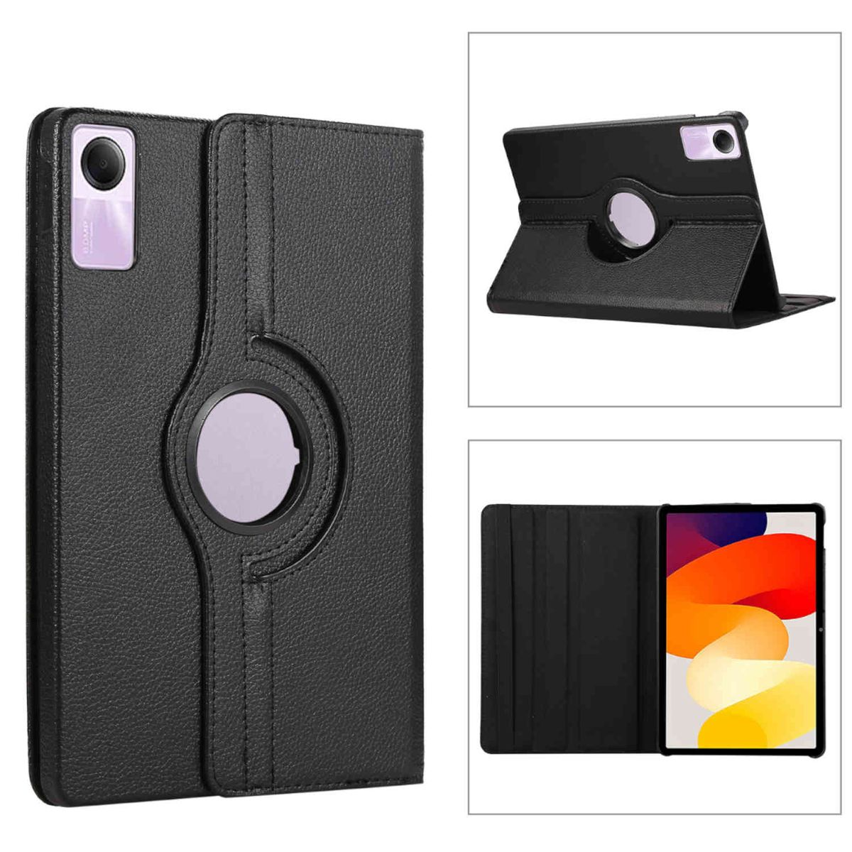 WIGENTO Tablethülle / Kunststoff Rotation 360 Schwarz Tasche / Kunstleder, Full Silikon Xiaomi Cover Grad für aufstellbare
