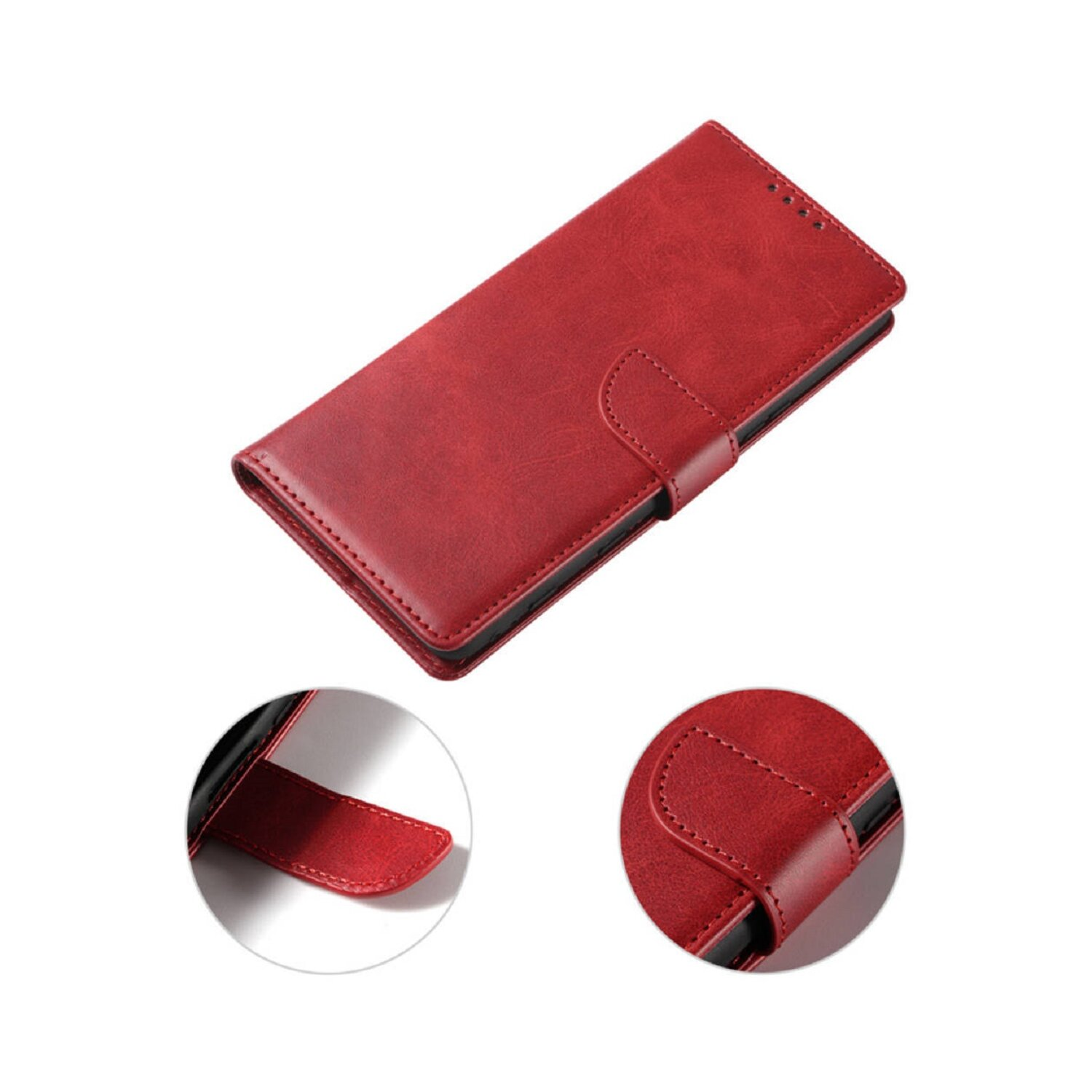 COFI Wallet Magnet Case Buch Bookcover, Rot A78, Oppo, Tasche