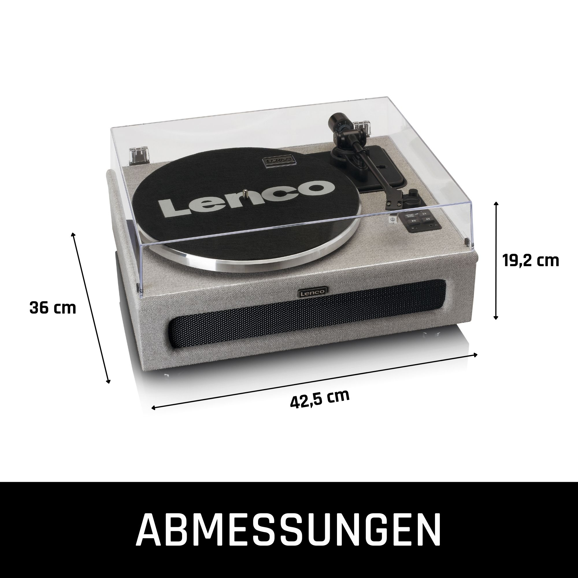 LENCO LS-440GY - eingebaute 4 Grau Plattenspieler Lautsprecher 