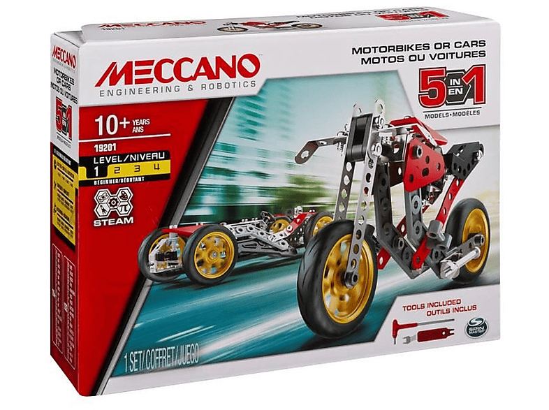 motorcycle MECCANO and Konstruktionsspiel Car