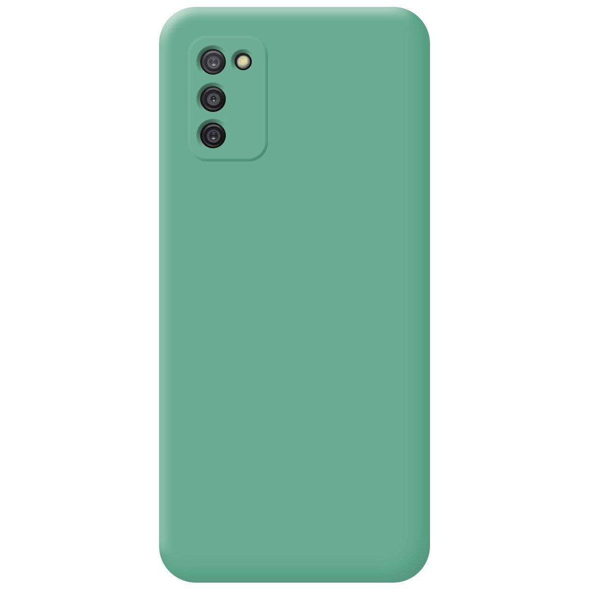 Una funda de teléfono verde menta con lentes de cámara.