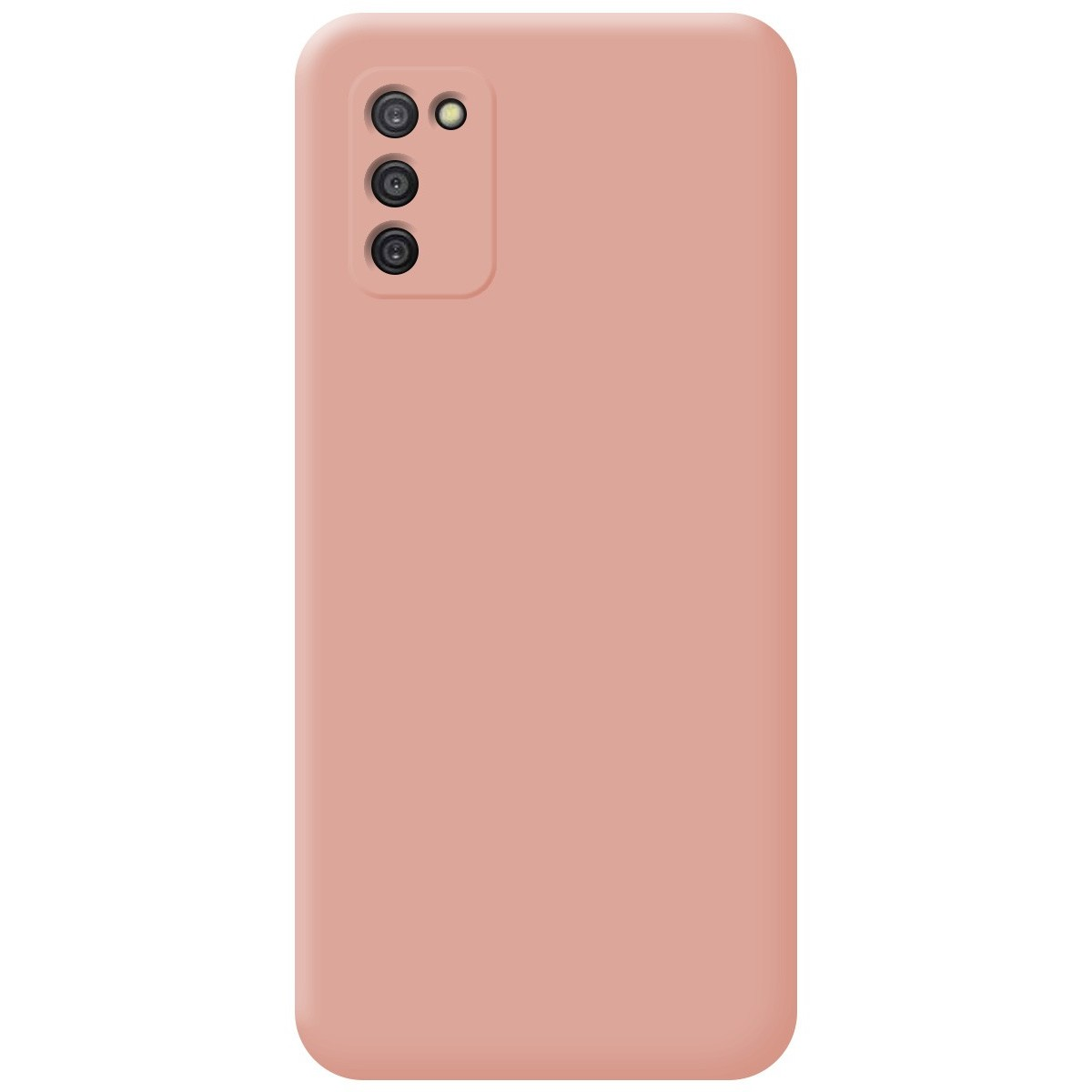 Custodia per telefono rosa con tre obiettivi della fotocamera.