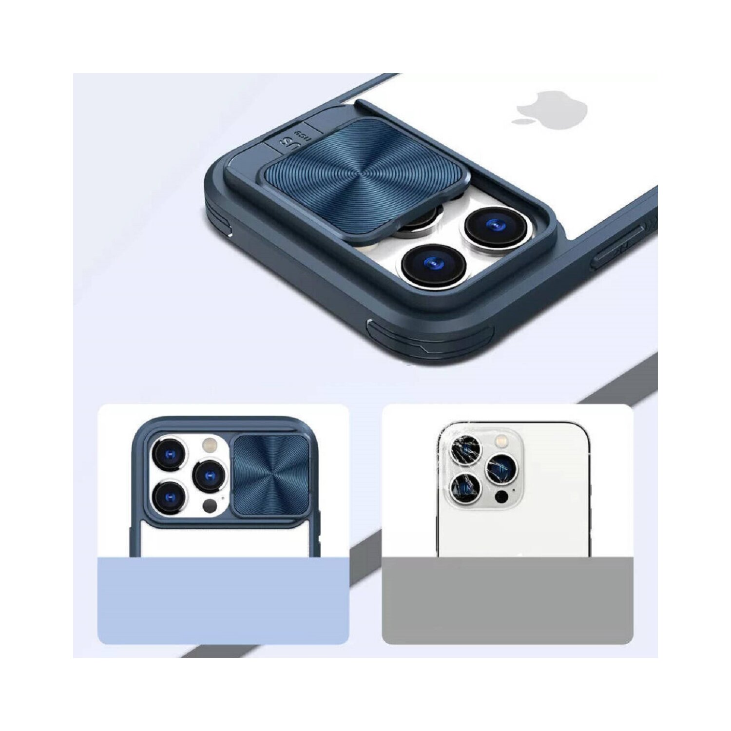 COFI CamSlider Hülle mit Kameraschutz, Dunkelblau 5G, Backcover, Samsung, A54 Galaxy