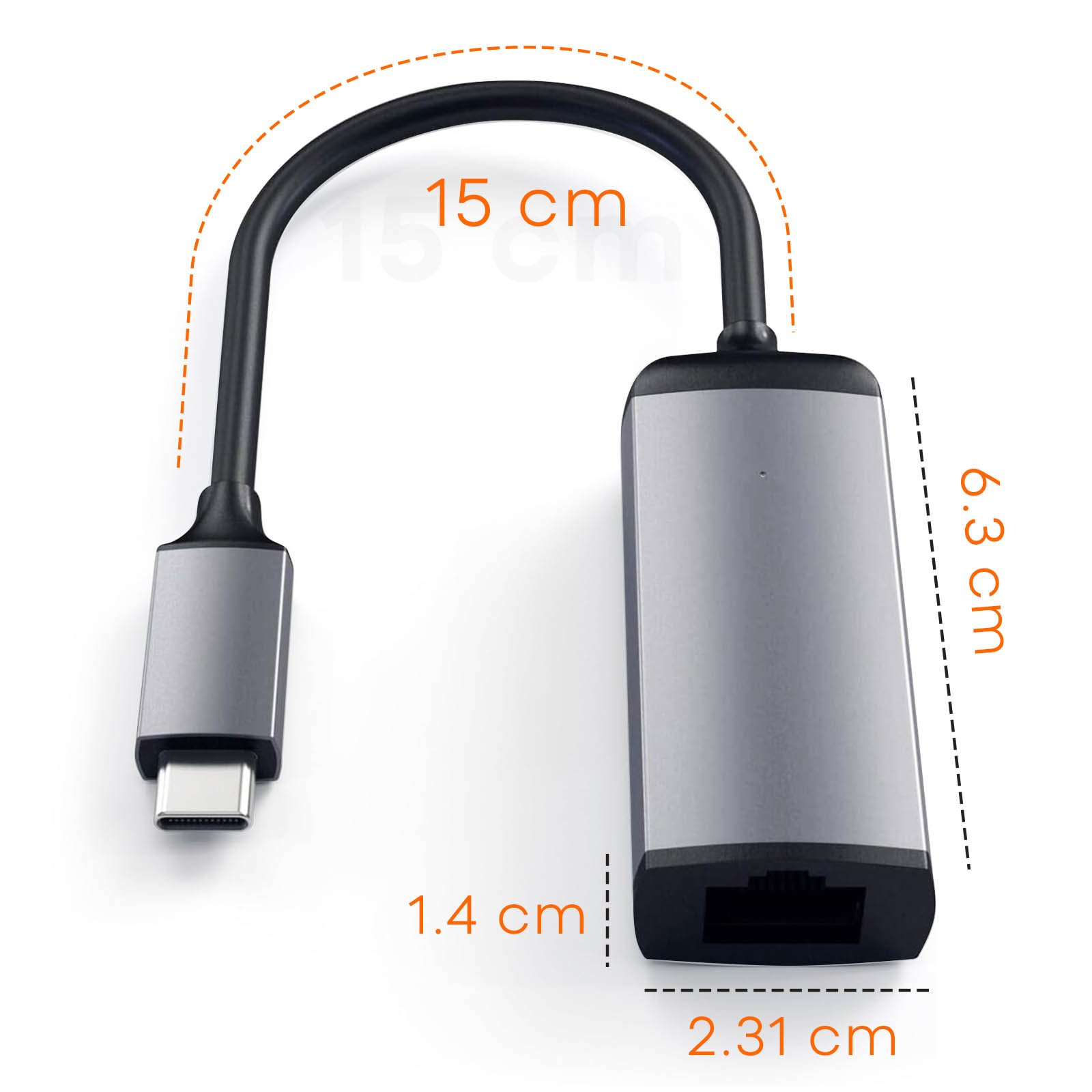 SATECHI ST-TCENS ADAPTER Adapter, ETHERNET Silber/Weiß SILVER TYPE-C TO