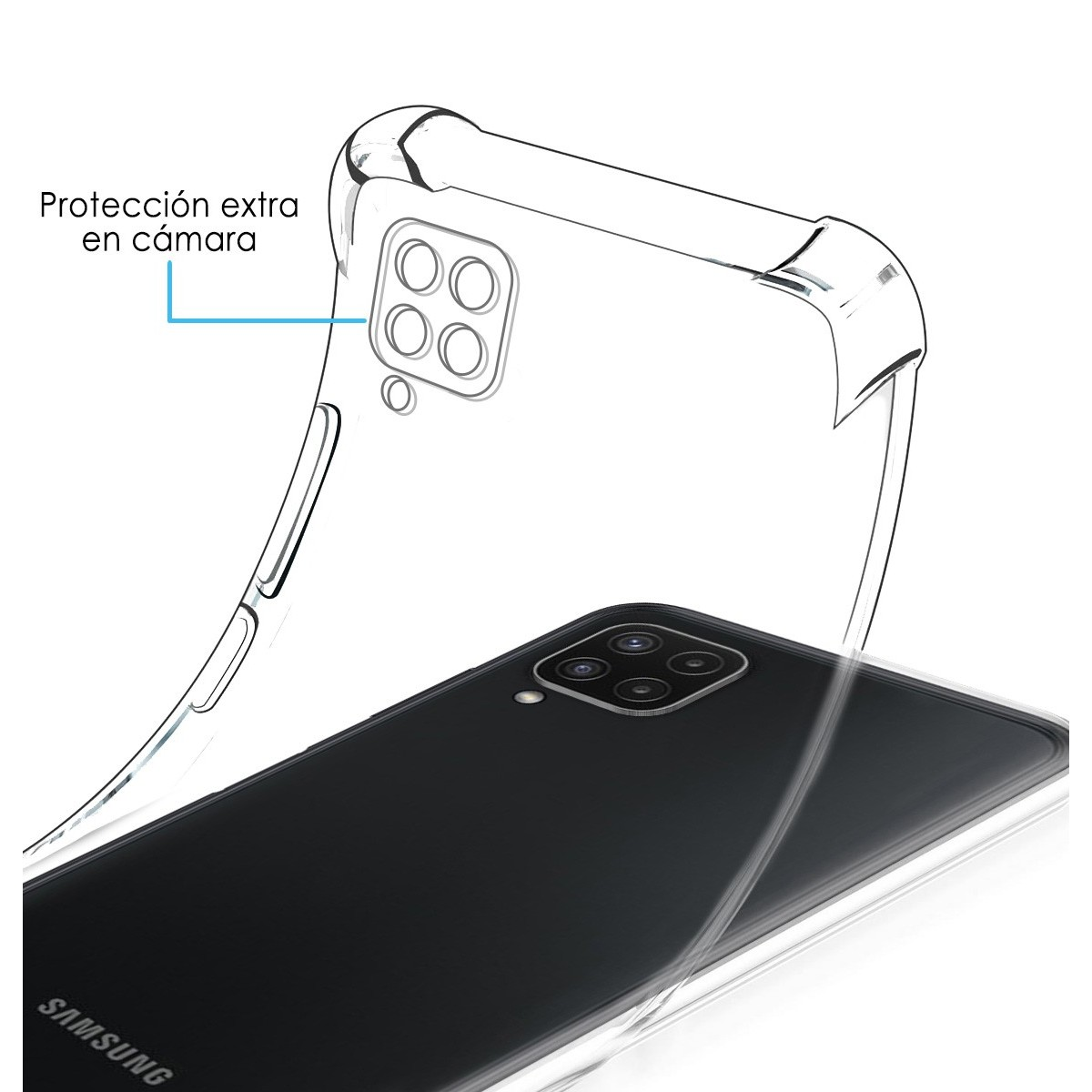 Custodia con un design trasparente, lo schermo mostra lo schermo del telefono.
