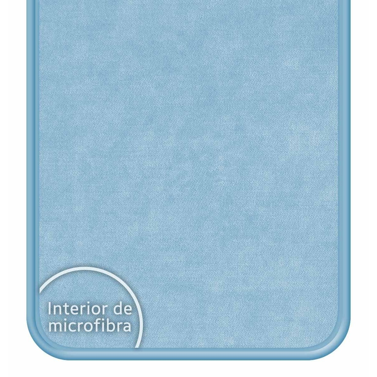 Funda de teléfono, interior de microfibra azul claro.