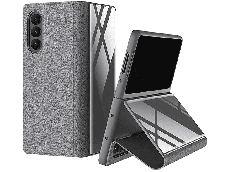 mit WIGENTO Backcover, Hülle Grau Fold5 Samsung, Kunstleder Kreditkartenfach, 5G, Galaxy Design Z