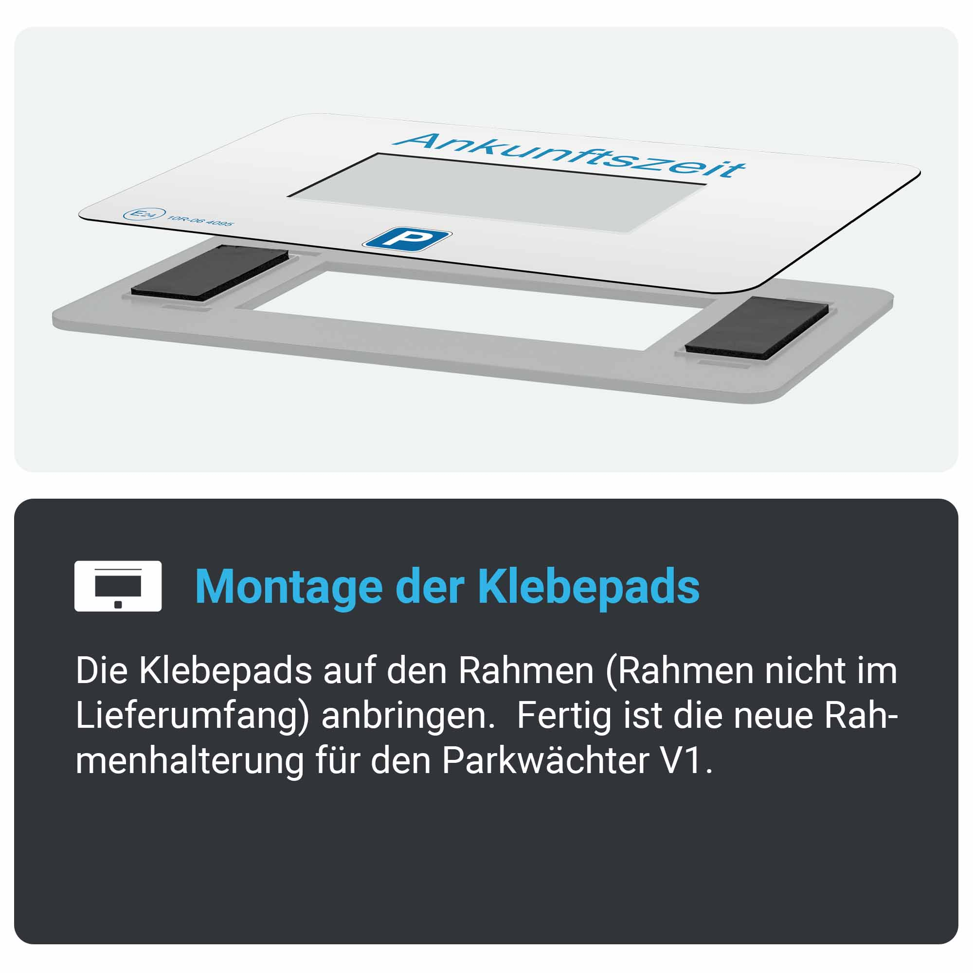Lehrbild. Draufsicht auf ein Parkschild. Text ist auf Deutsch.