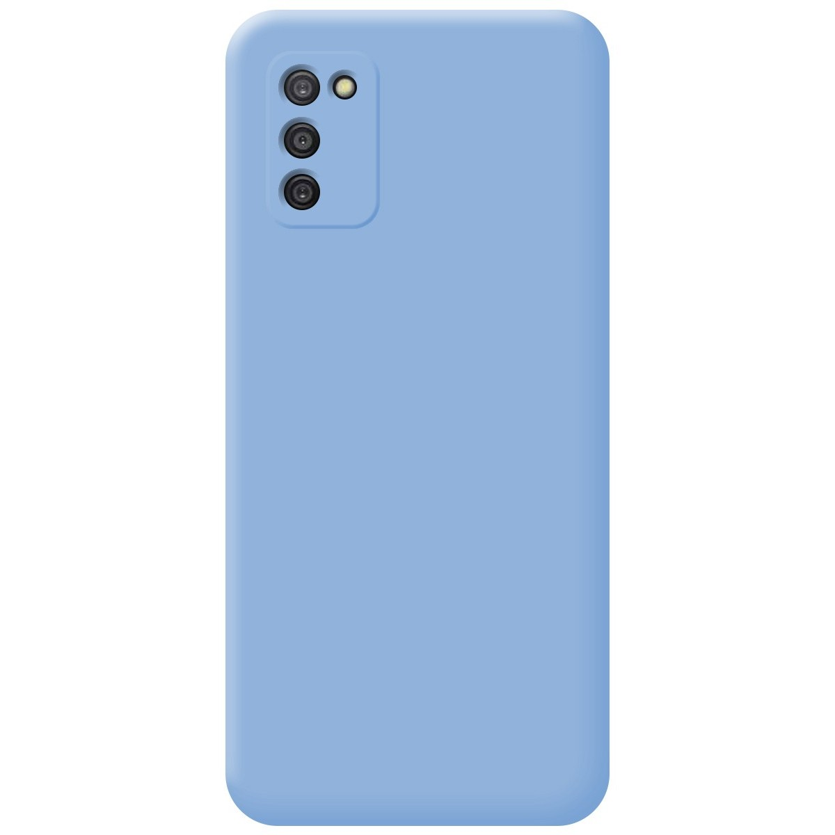Custodia per telefono azzurra con lenti della fotocamera.