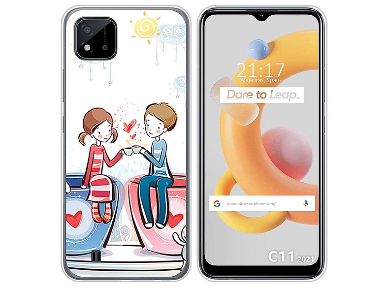 Tumundosmartphone Custodia A Libro Con Finestra E Supporto Per Realme C11 2021 - Cover Flip In TPU Trasparente E Poliuretano, Nero - 4