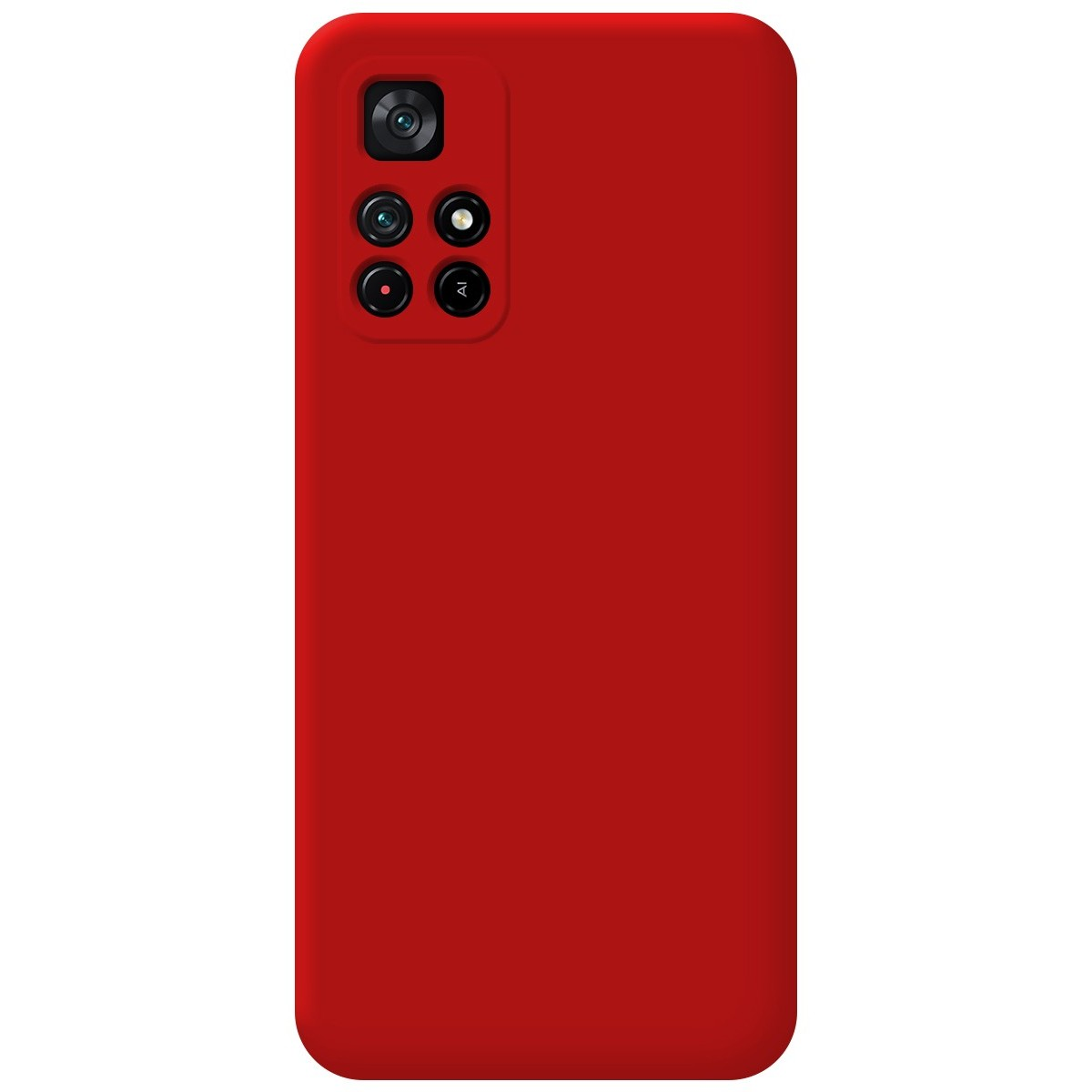 Custodia rossa con fotocamere, schermo nero.