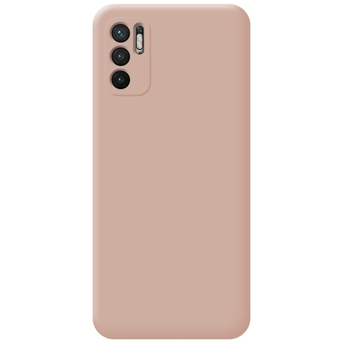 Custodia per telefono rosa con tre lenti della fotocamera.