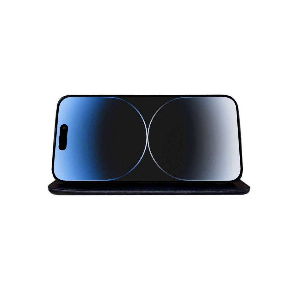 Ein Smartphone mit großem Bildschirm, der Bildschirm zeigt einen blauen Farbverlauf.