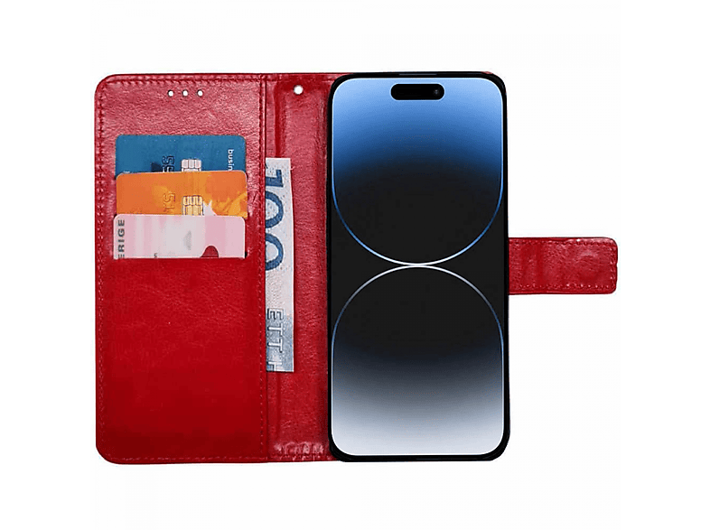 CASEONLINE 3-karten, Bookcover, Apple, iPhone Plus, 15 Rot