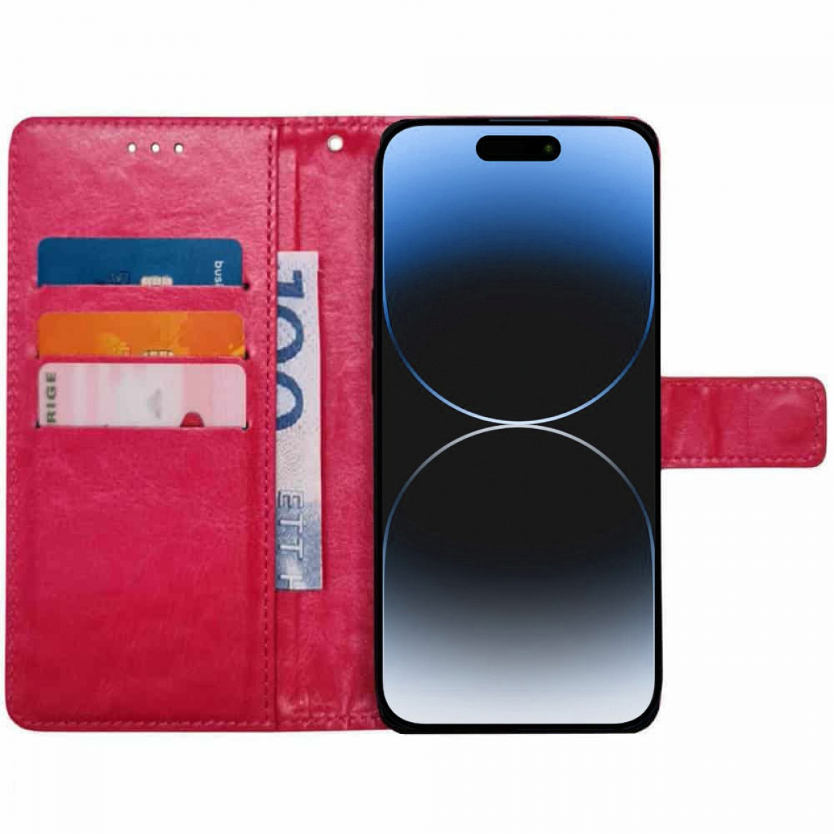 Apple, iPhone 15, Rosa 3-karten, CASEONLINE Bookcover,