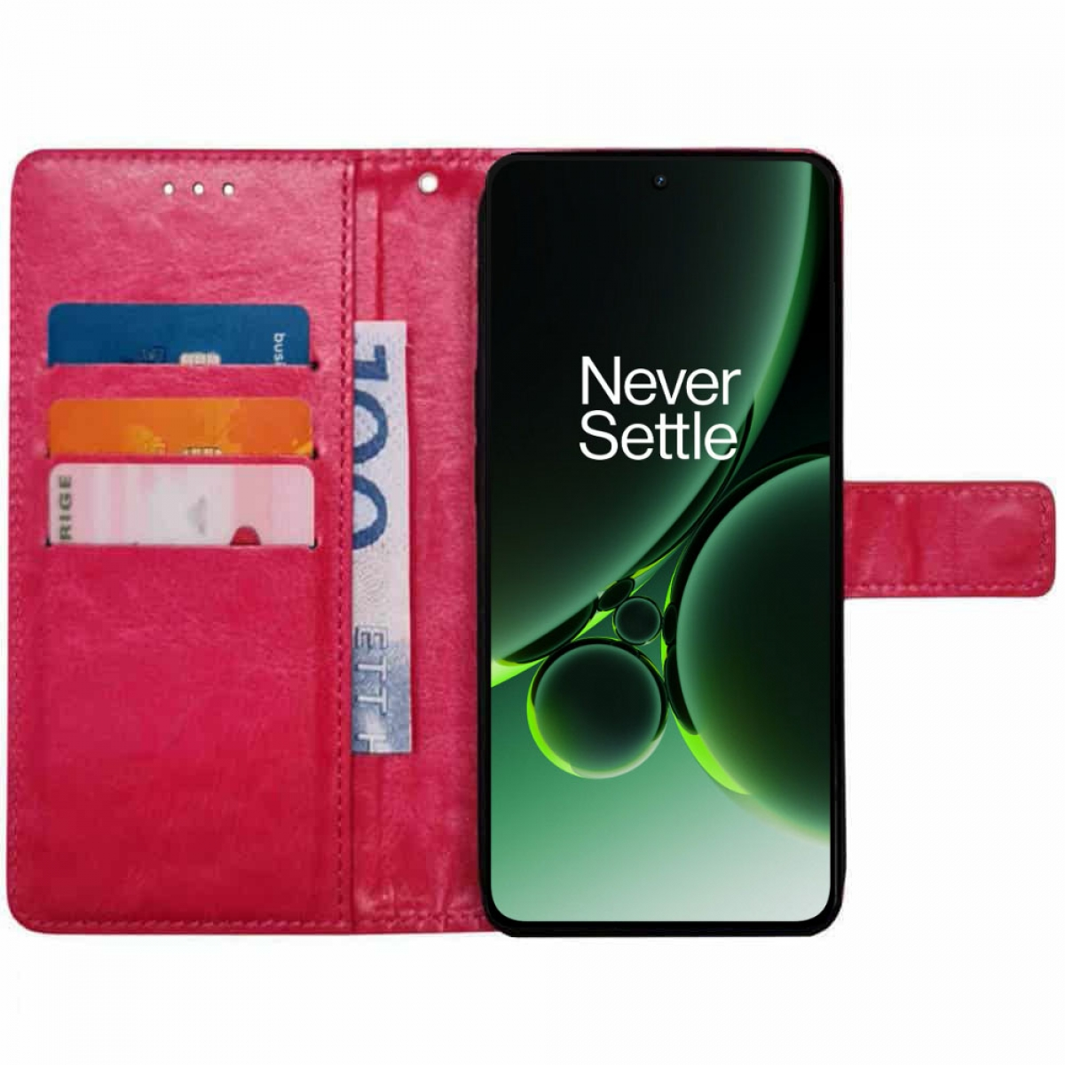 CASEONLINE 3-karten, Bookcover, OnePlus, Nord 5G, 3 Rosa