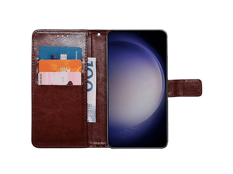 FE, Samsung, Braun Bookcover, 3-karten, Galaxy CASEONLINE S23