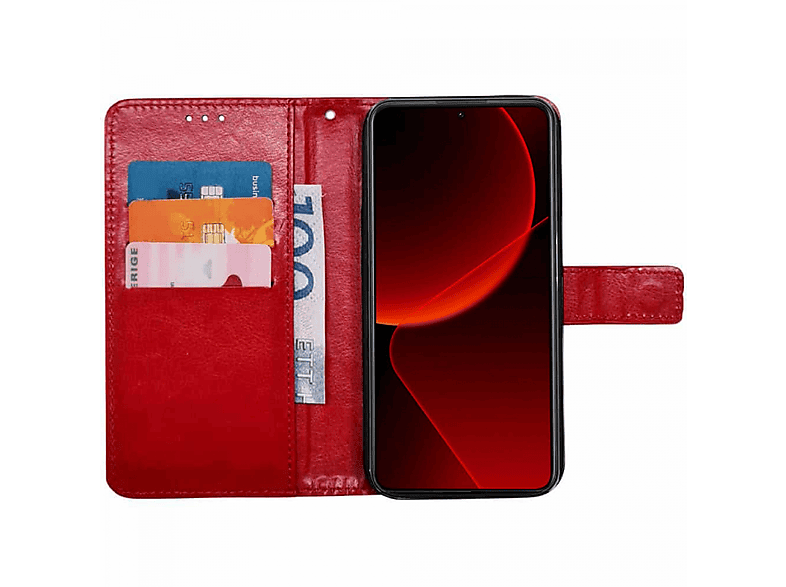 3-karten, Xiaomi, Bookcover, 13T, Rot CASEONLINE