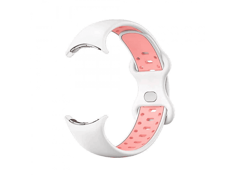 CASEONLINE Twin, Ersatzarmband, Google, Watch 2, Weiß/Rosa | Smartwatch Armbänder