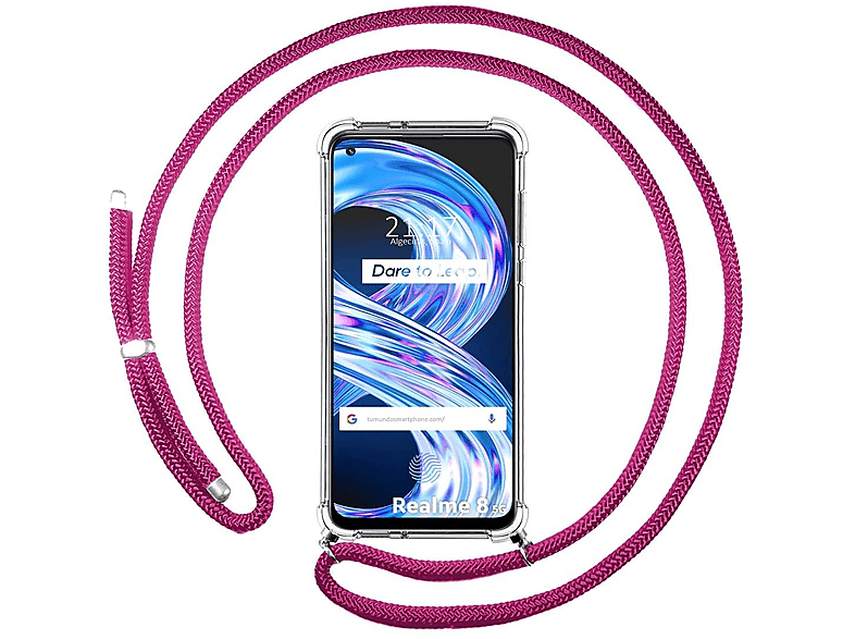 Tumundosmartphone Funda Colgante Transparente para Realme 8 5G / Narzo 30 5G con Cordon Negro