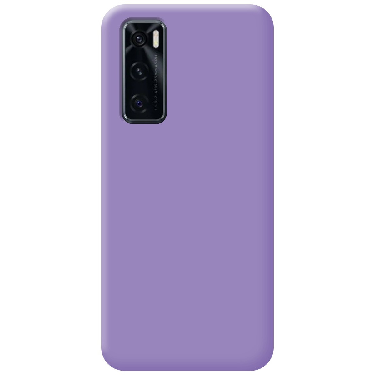 Una funda de teléfono morada. Hardware de la cámara visible.
