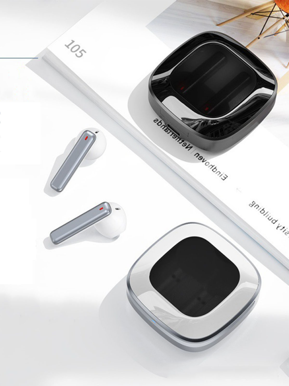 BRIGHTAKE Bluetooth Headset: Ultralange Batterielaufzeit, Wasserdicht, weiß Transluzent, CD-Qualität, In-ear Leicht, Bluetooth-Kopfhörer