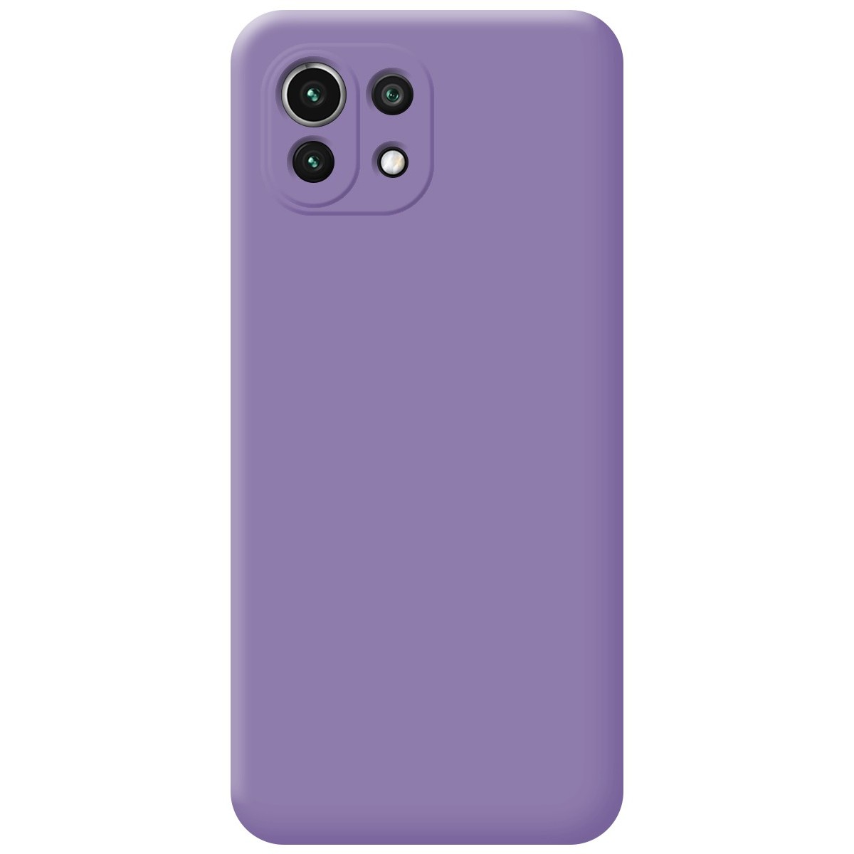 Una custodia per telefono viola tinta unita con l'area della fotocamera visibile.