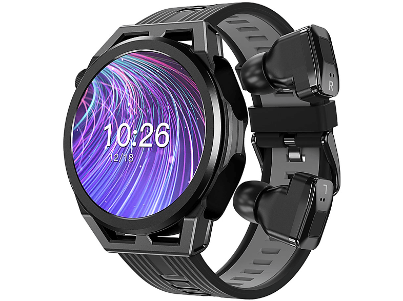 BRIGHTAKE Smartwatch-Headset, Gesundheitsüberwachung, wasserdicht Intelligente Uhr Kieselerde, Schwarz