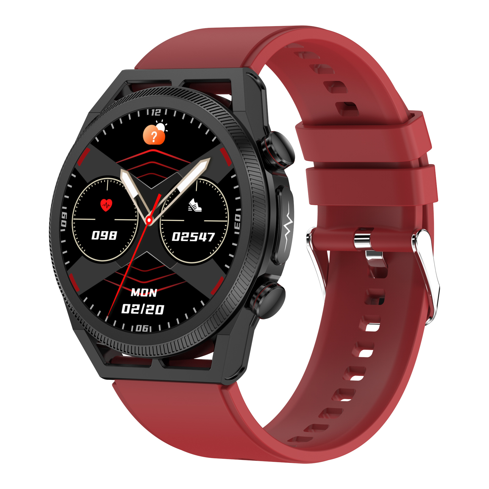 Intelligente Ihre Smartwatch im - Blick! Kieselerde, Multifunktions-Sportuhr BRIGHTAKE Red Gesundheit